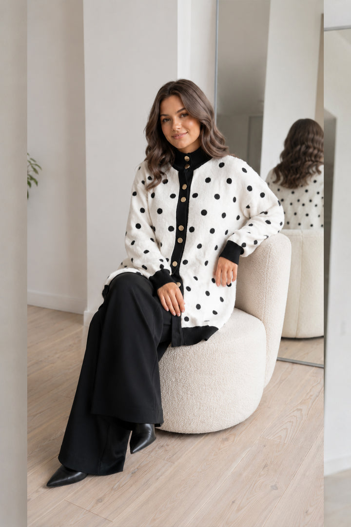 BNG Women Puantiyeli Sakal Hırka N3321 Siyah - Bad Oeynhausen