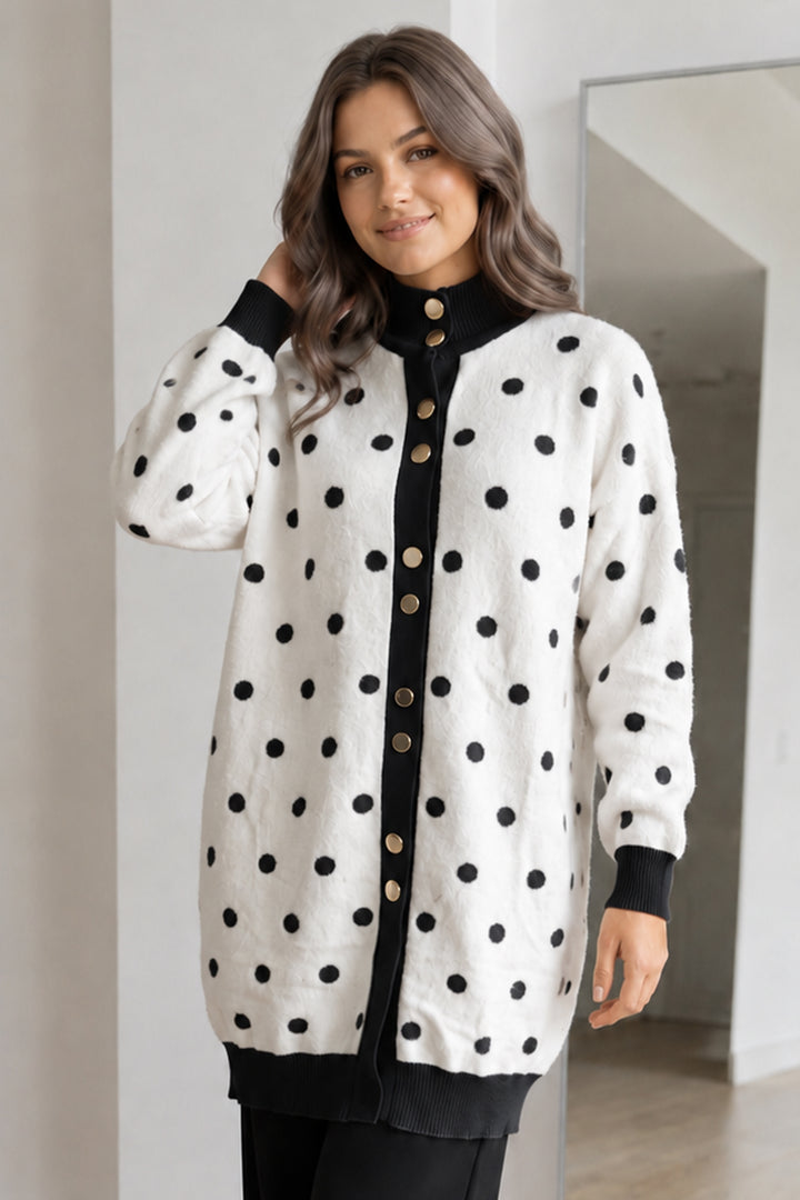 BNG Women Puantiyeli Sakal Hırka N3321 Siyah - Bad Oeynhausen