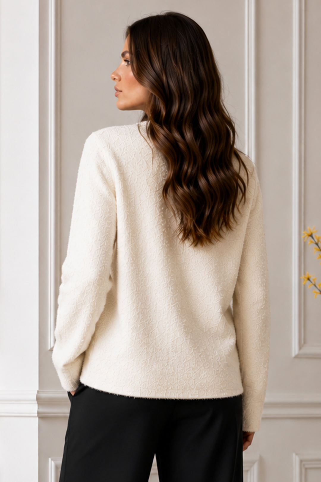 BNG Women Düğmeli Sakal Hırka N3327 Ekru - Euless