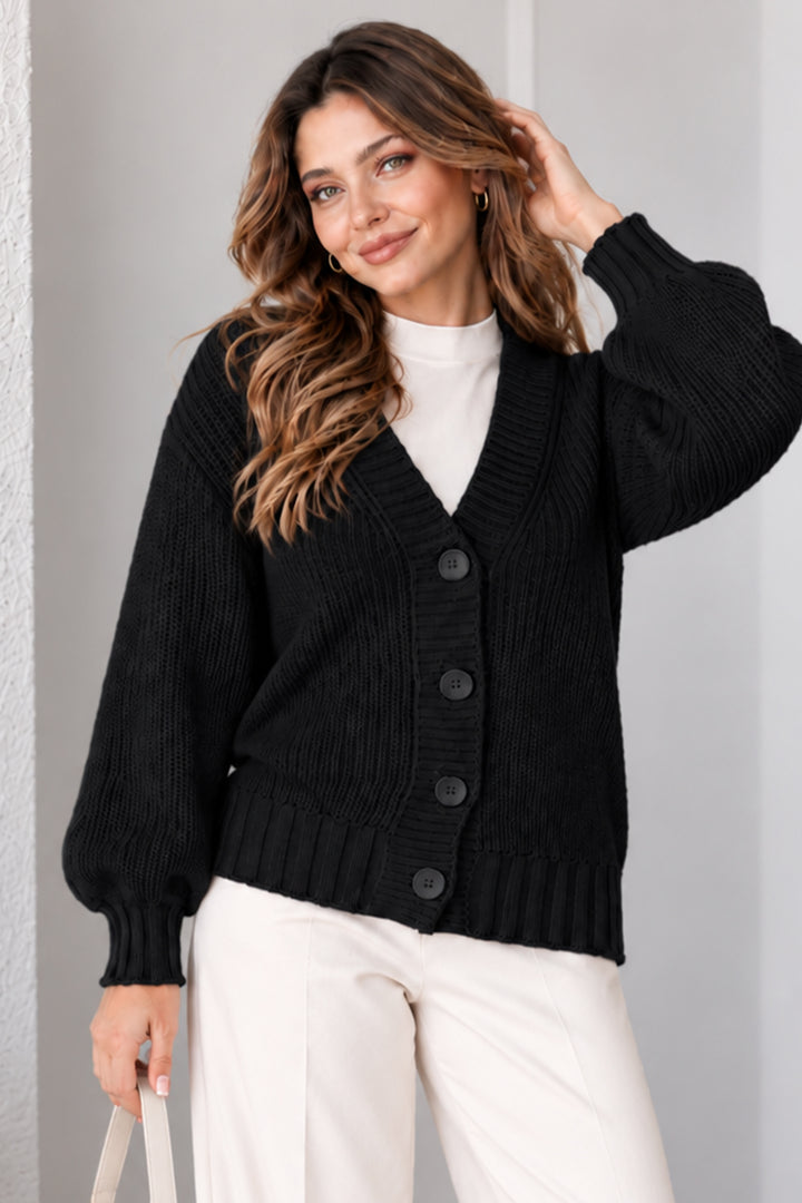 BNG Women Düğmeli Triko Hırka N512 Siyah - Lamía