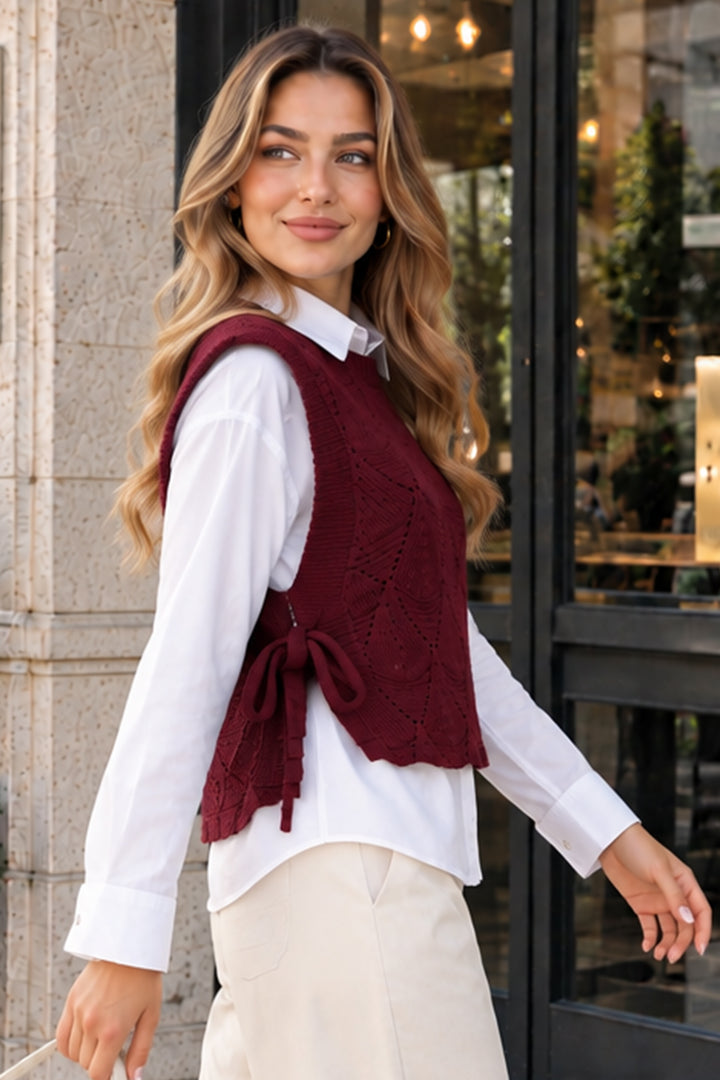 BNG Women Desenli Triko Süveter N520 Bordo - Rio de Mouro