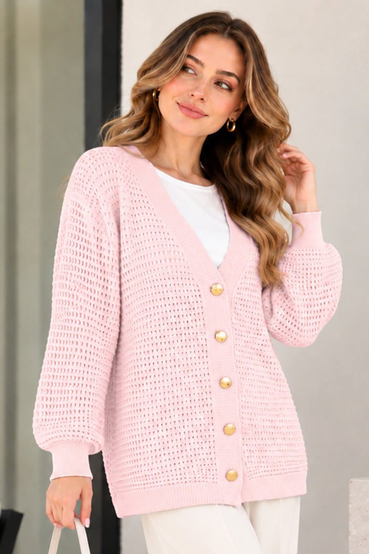 BNG Women Ajurlu Merserize Hırka N3345 Pudra - Myrnohrad