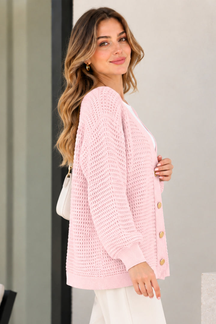 BNG Women Ajurlu Merserize Hırka N3345 Pudra - Myrnohrad