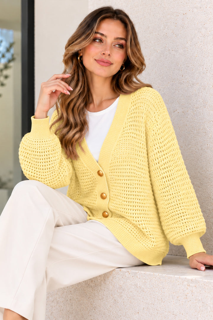 BNG Women Ajurlu Merserize Hırka N3345 Limon Sarısı - Jacksonville