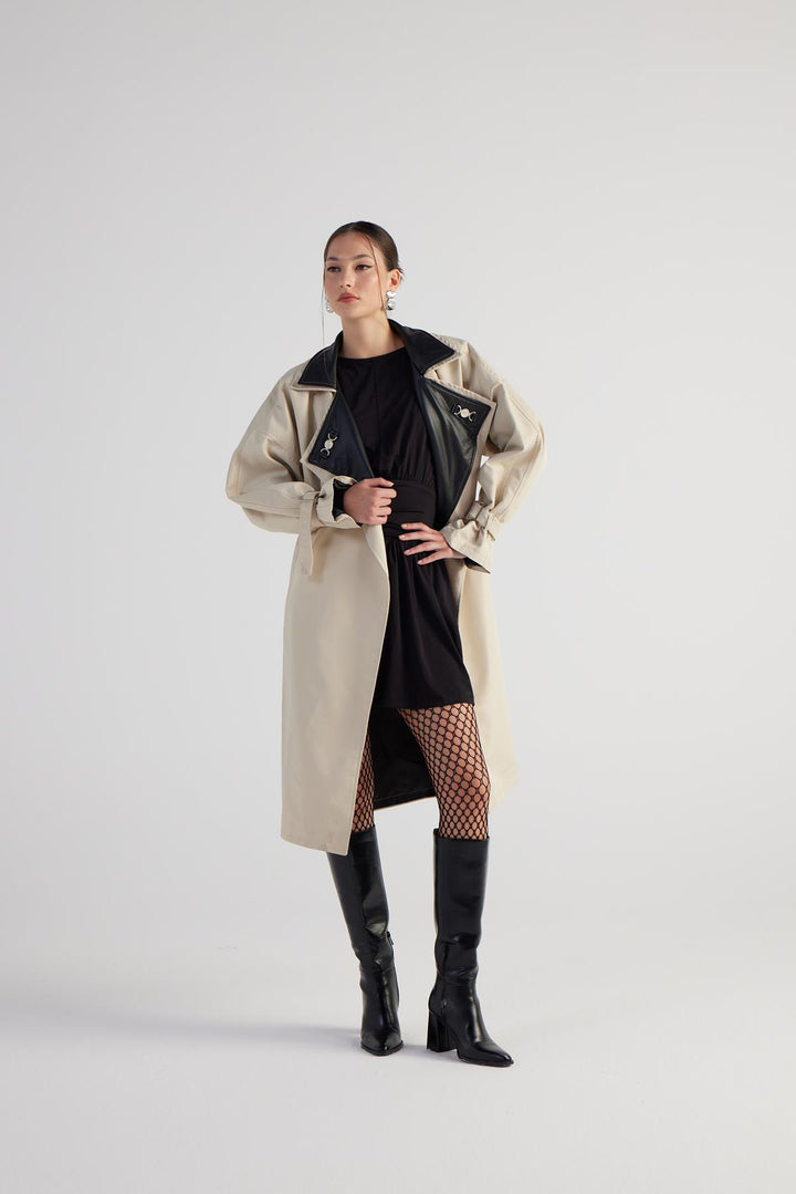 HLLY Women Cloak Trenchcoat Beige - Oak Park