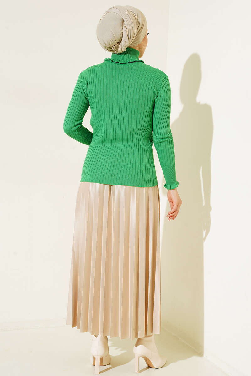 BNG Women Frilled Fisherman Collar Knit Sweater Green - Clermont