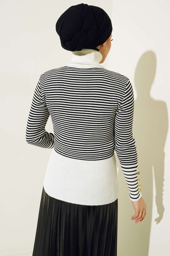 BNG Women Knit Bodysuit with Button Detail on Sleeves Ecru - Clermont