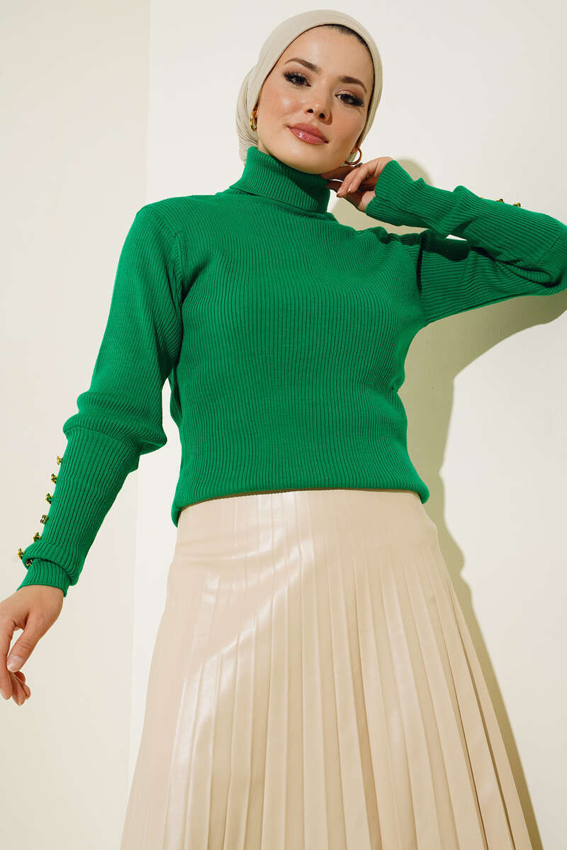 BNG Women Fisherman Collar Buttoned Arms Green Bady - Clermont