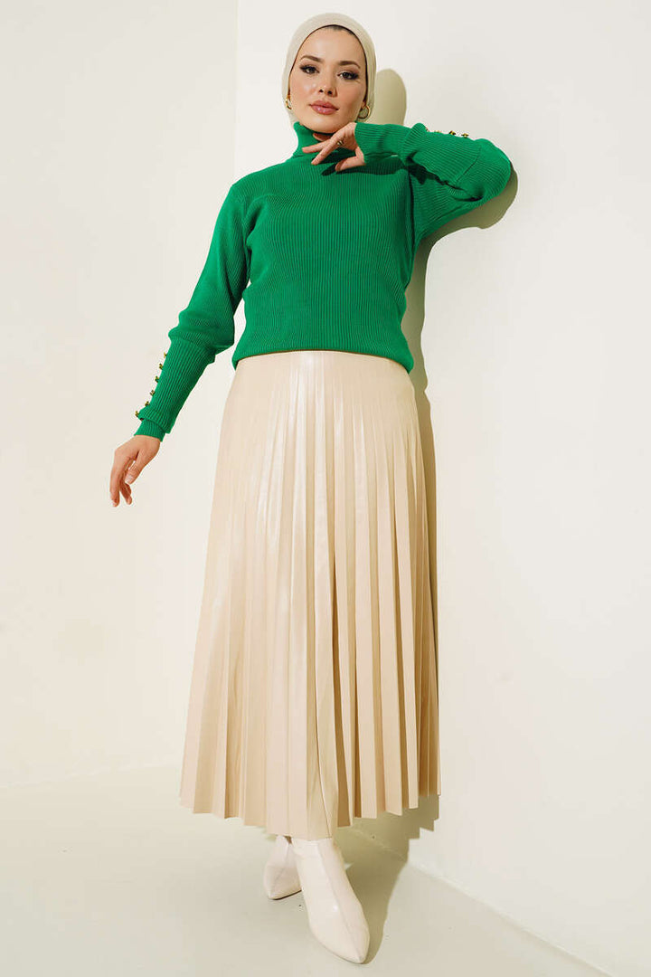 BNG Women Fisherman Collar Buttoned Arms Green Bady - Clermont