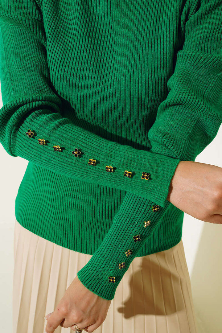 BNG Women Fisherman Collar Buttoned Arms Green Bady - Clermont