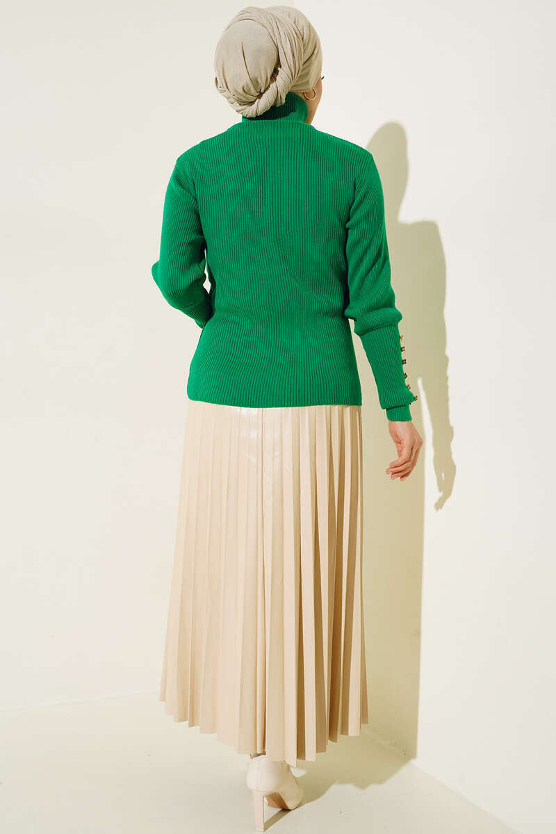 BNG Women Fisherman Collar Buttoned Arms Green Bady - Clermont