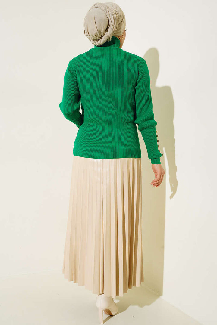 BNG Women Fisherman Collar Buttoned Arms Green Bady - Clermont