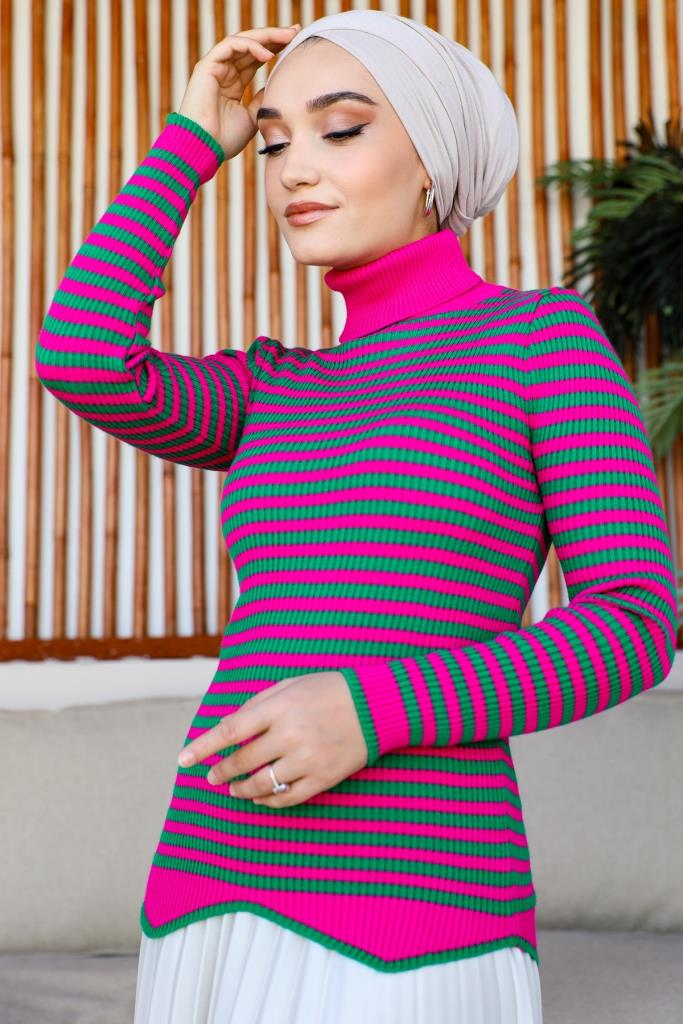 BNG Women Striped Knit Bodysuit Fuchsia - Clermont