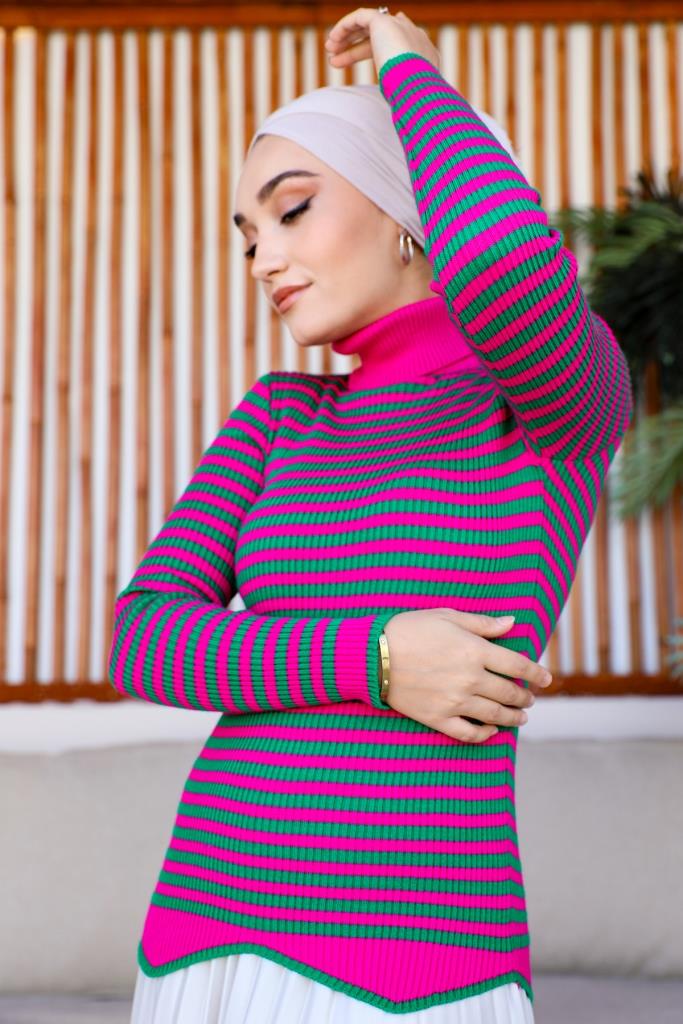 BNG Women Striped Knit Bodysuit Fuchsia - Clermont