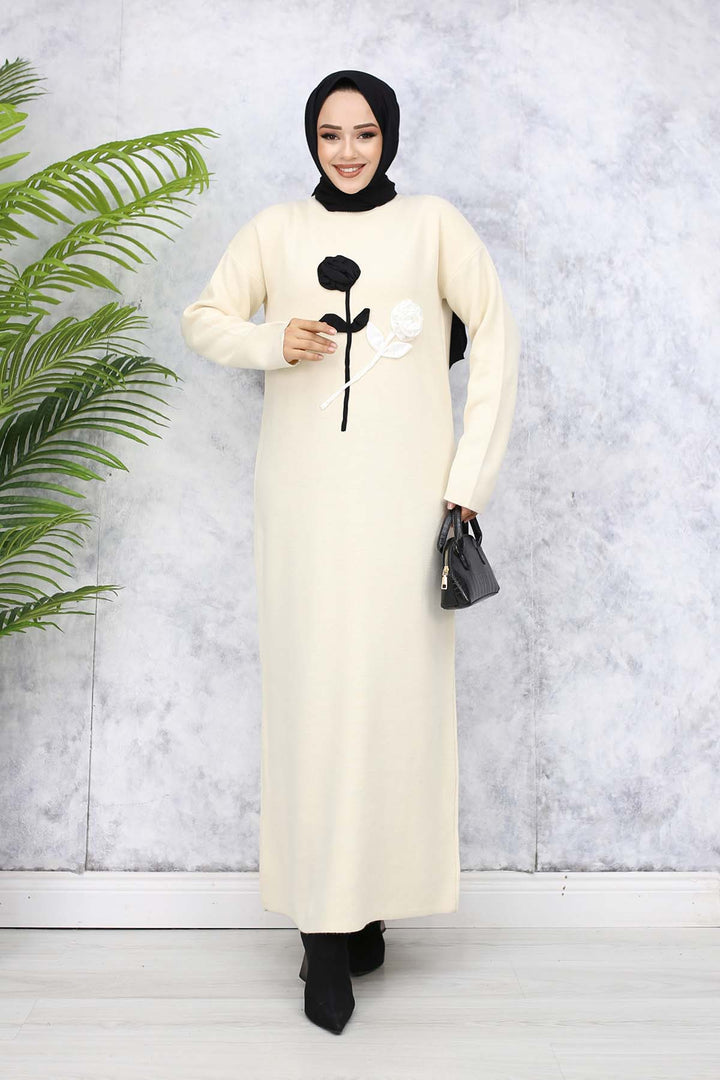 BNG Women Embossed Flower Knit Dress - Stone Color 4121 - Villeneuve-Saint-Georges