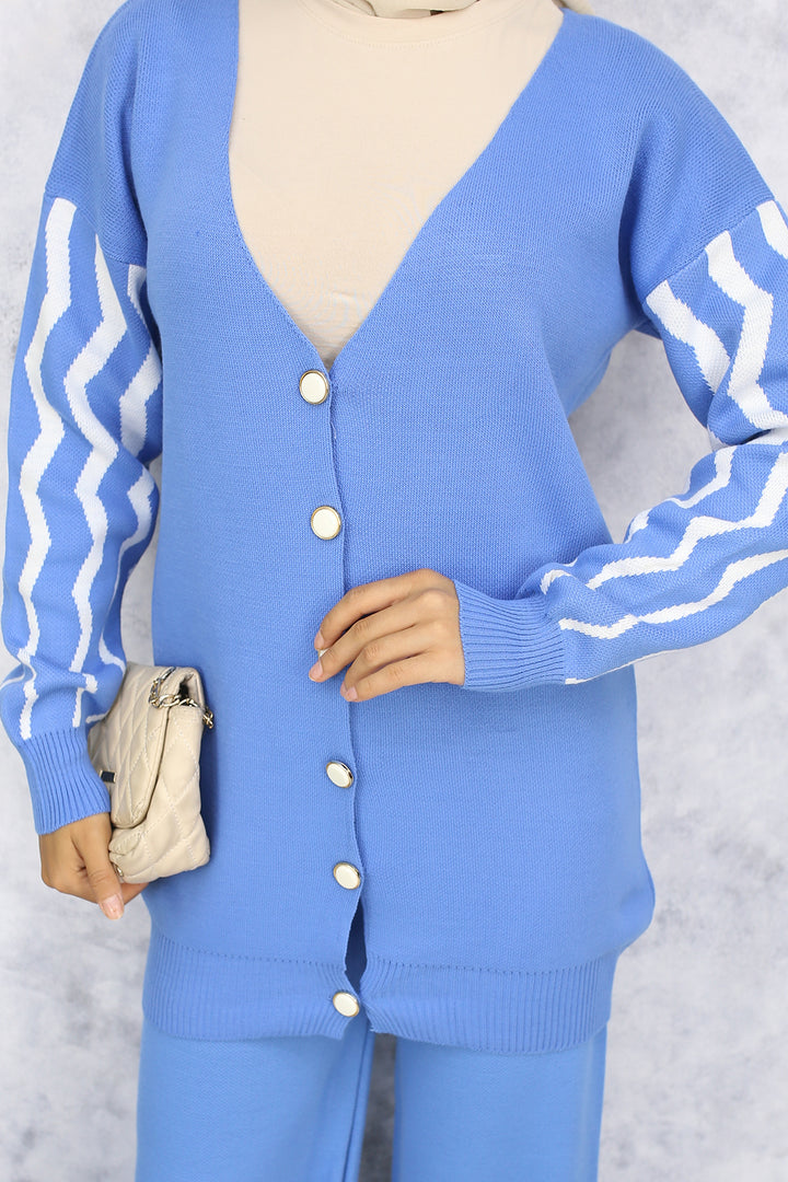 BNG Women Patterned Knitwear Set with Blue Sleeves - Colorado Springs