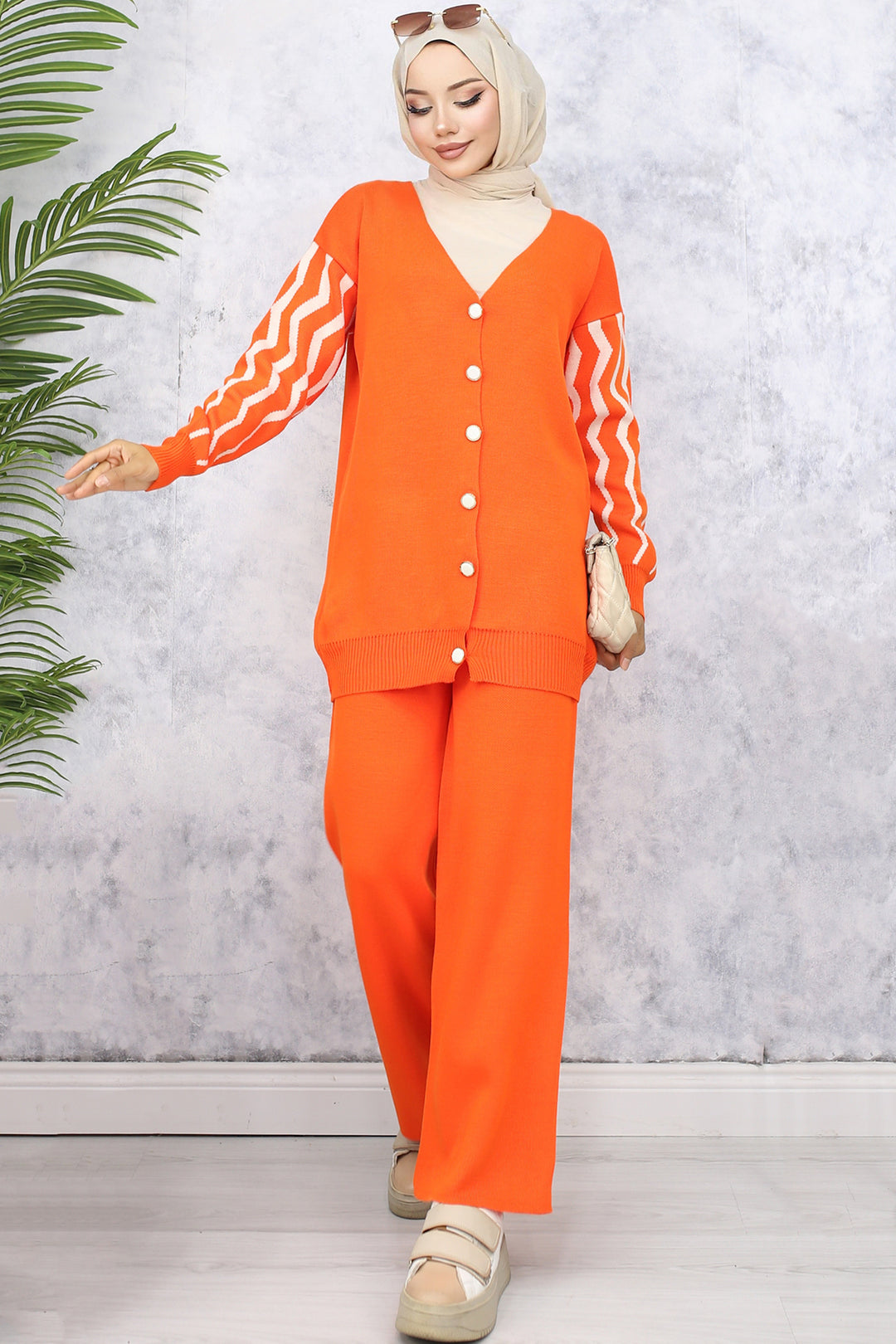 BNG Women Patterned Knit Set Orange - Matosinhos