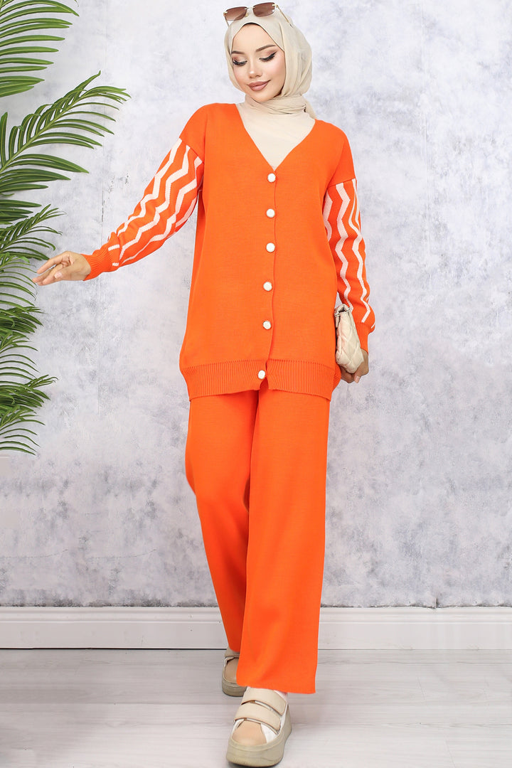 BNG Women Patterned Knit Set Orange - Matosinhos