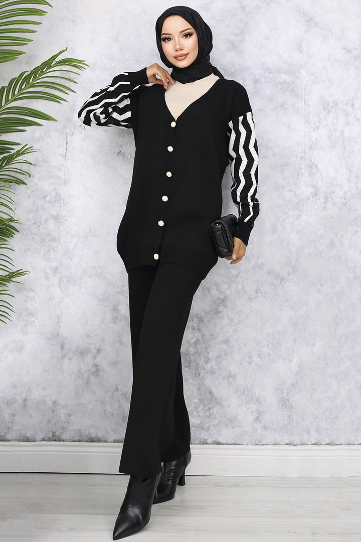 BNG Women Patterned Knit Suit Black - Bronx