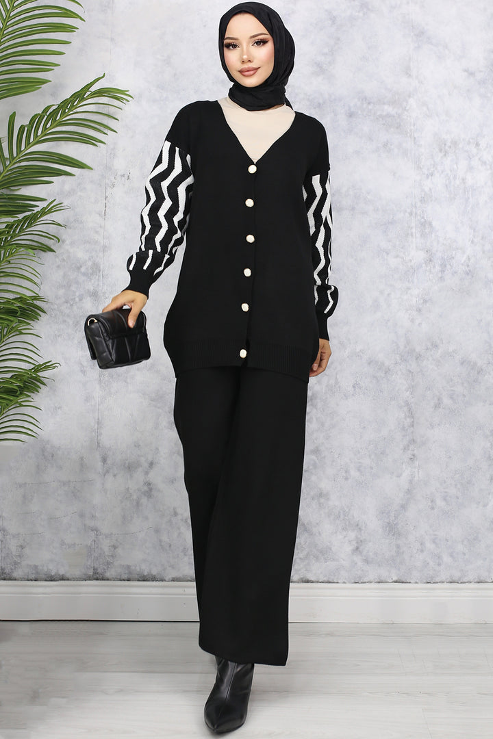 BNG Women Patterned Knit Suit Black - Bronx