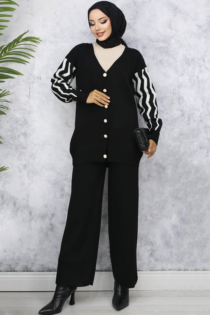 BNG Women Patterned Knit Suit Black - Bronx