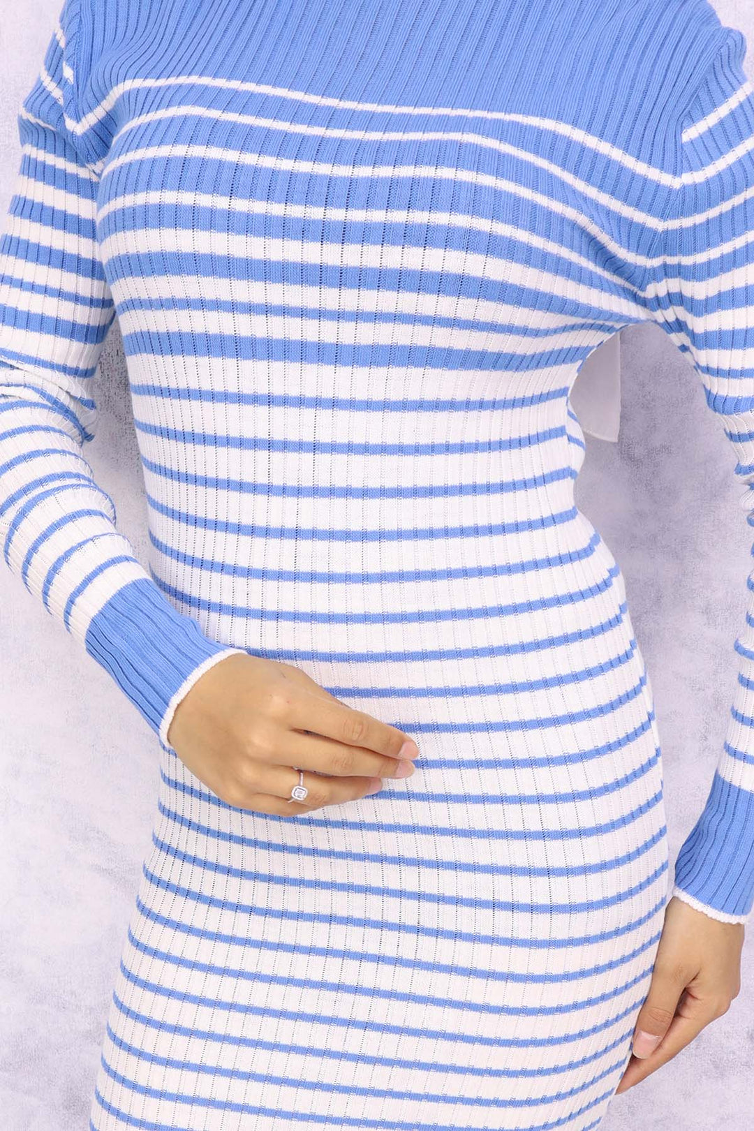 BNG Women Fisherman Collar Striped Knit Dress Blue - Morgan Hill