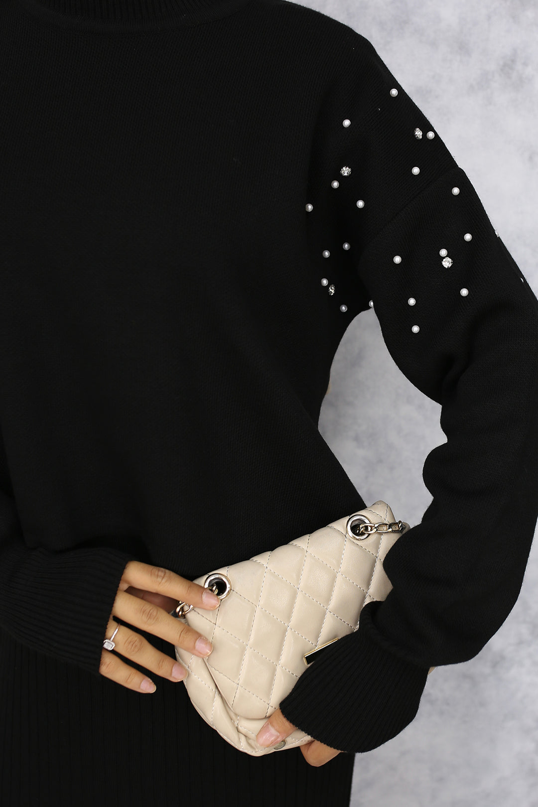 BNG Women Pearl Detailed Cardigan Knit Set Black - Post Falls