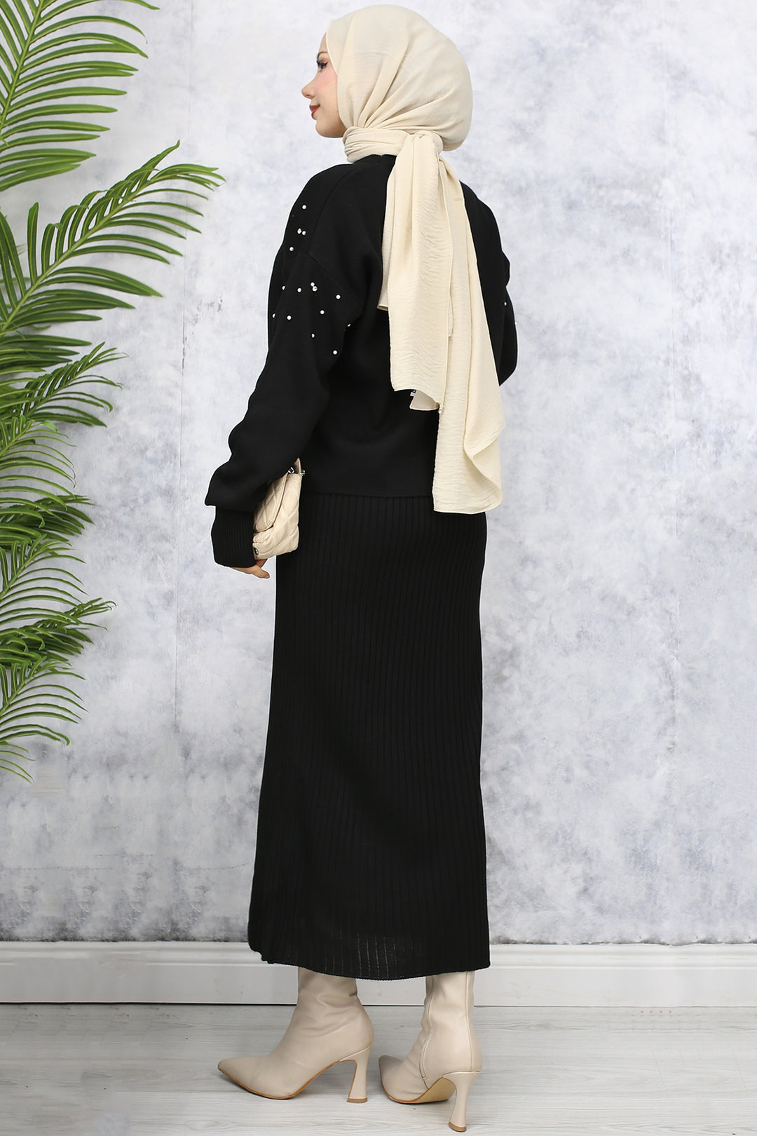 BNG Women Pearl Detailed Cardigan Knit Set Black - Post Falls