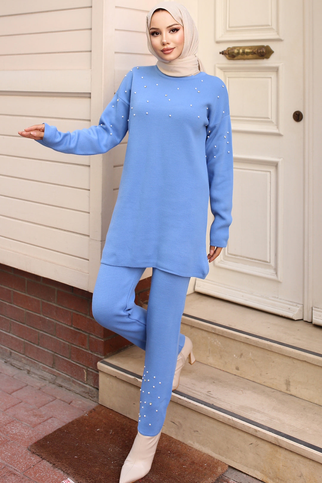BNG Women Stone-Detailed Knit Set Blue - Sault Ste. Marie