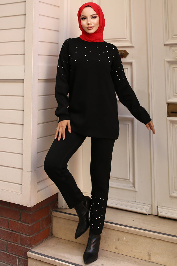 BNG Women Stone-Detailed Knit Set Black - Tupelo