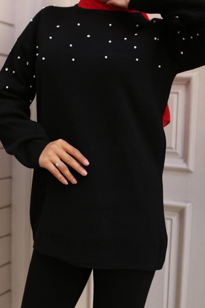 BNG Women Stone-Detailed Knit Set Black - Tupelo