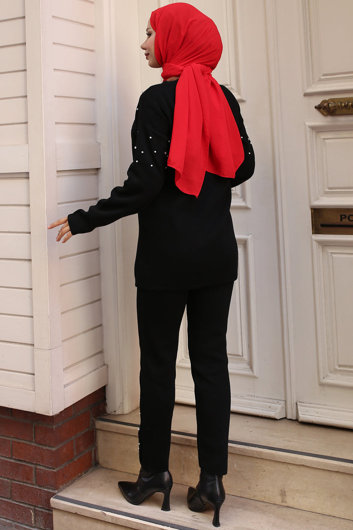 BNG Women Stone-Detailed Knit Set Black - Tupelo