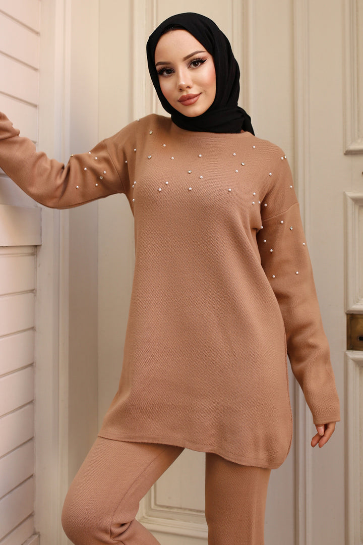 BNG Women Stone-Detailed Knit Set Mink - Emmen