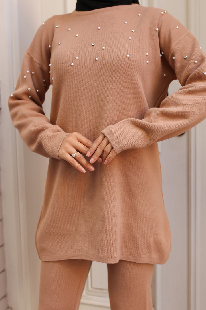 BNG Women Stone-Detailed Knit Set Mink - Emmen