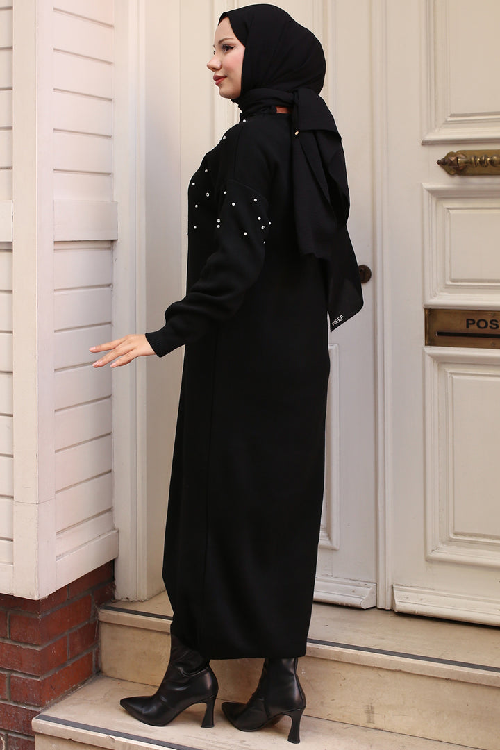 BNG Women Pearl Detailed Knit Dress Black - New Britain