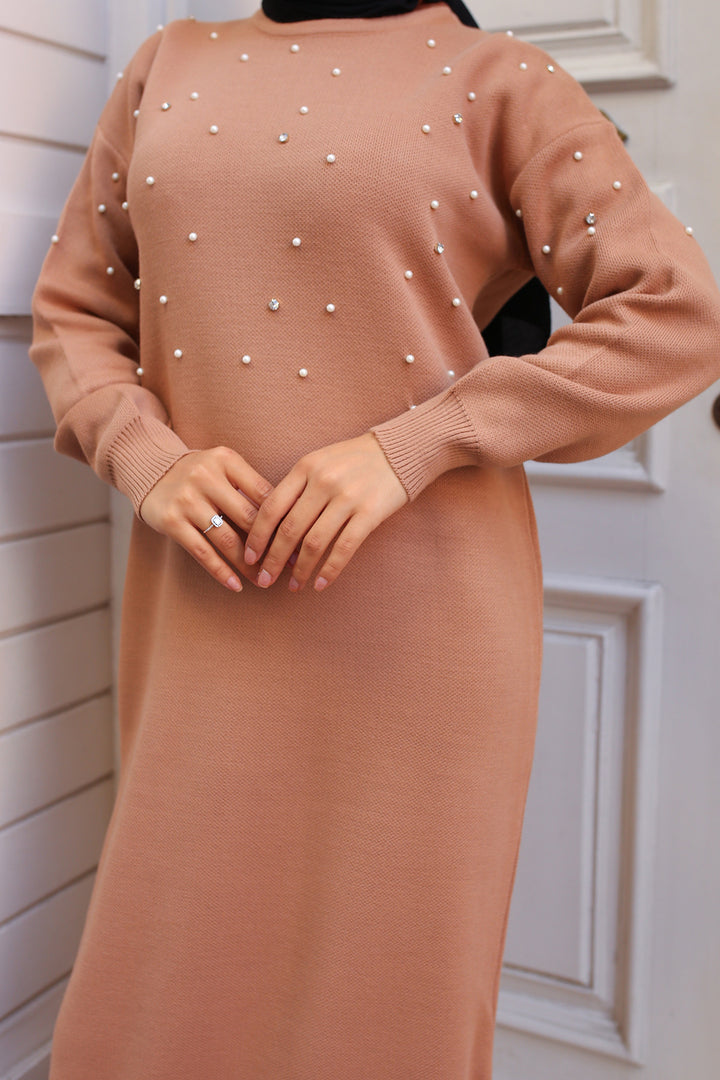 BNG Women Pearl Detailed Knit Dress Mink - Greer