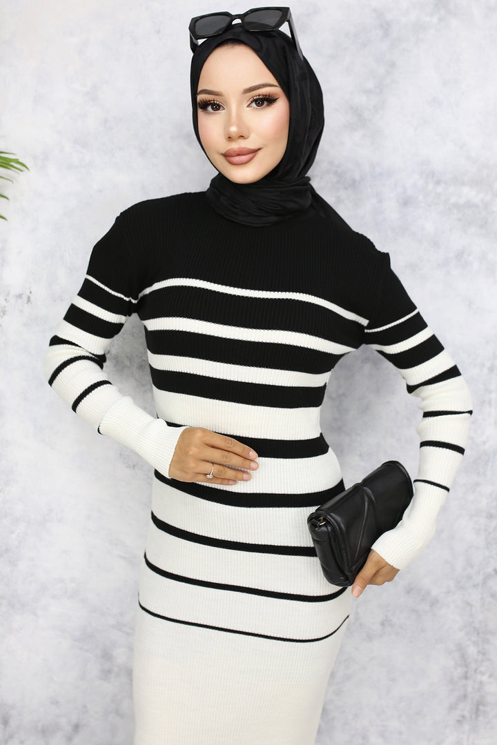 BNG Women Fisherman Collar Knit Dress Black - La Puente