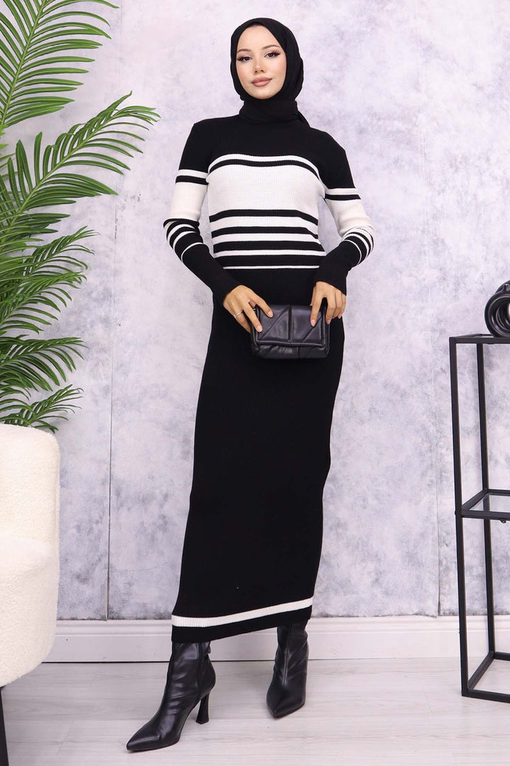 BNG Women Fisherman Collar Knit Dress Black - Waregem