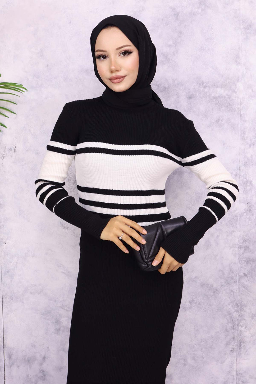 BNG Women Fisherman Collar Knit Dress Black - Waregem
