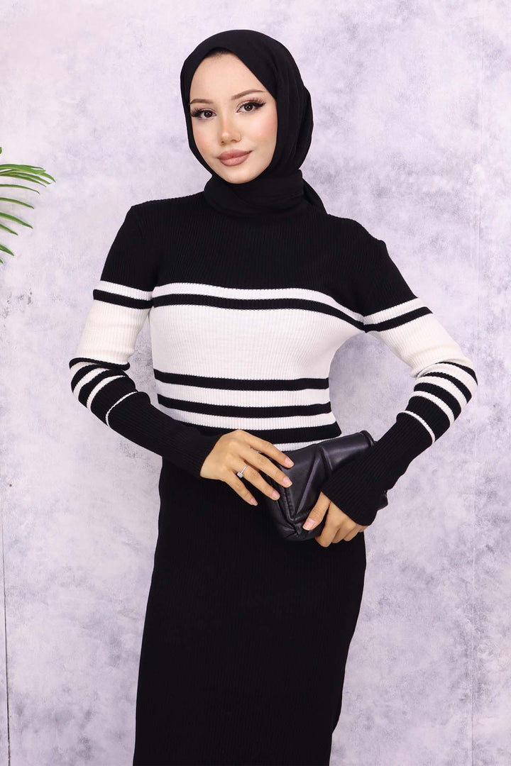 BNG Women Fisherman Collar Knit Dress Black - Waregem
