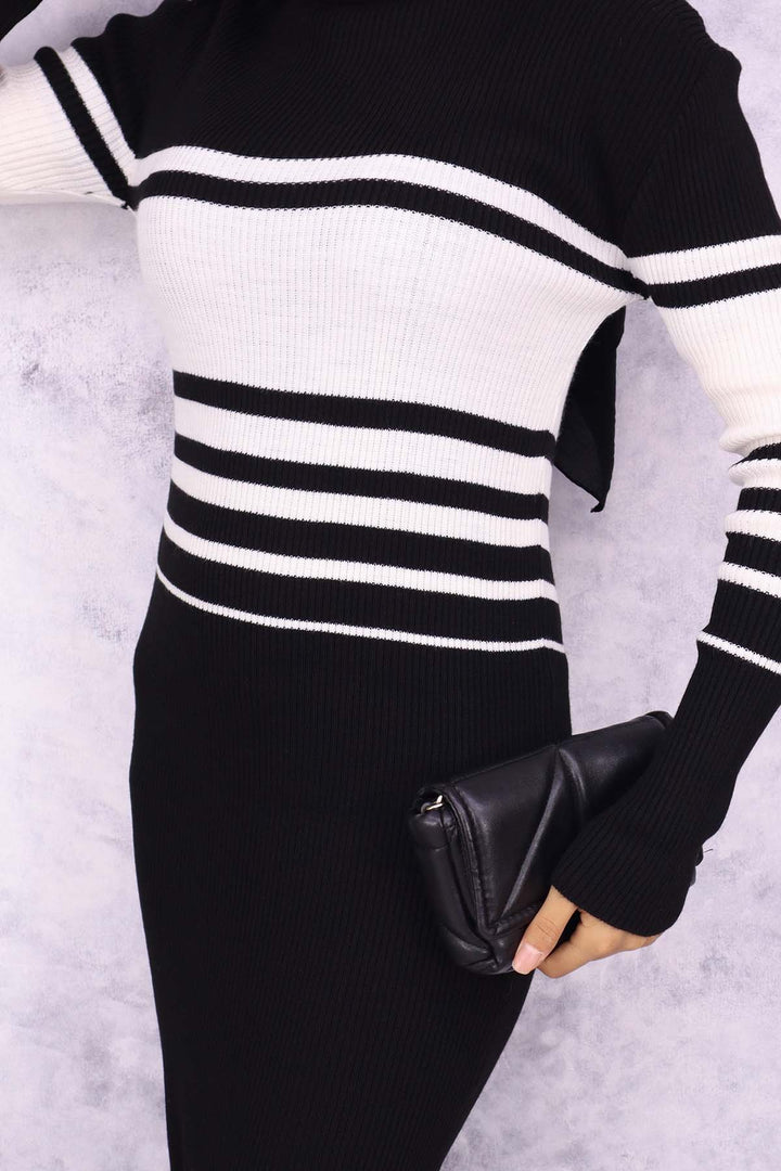 BNG Women Fisherman Collar Knit Dress Black - Waregem