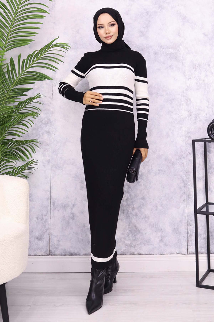 BNG Women Fisherman Collar Knit Dress Black - Waregem