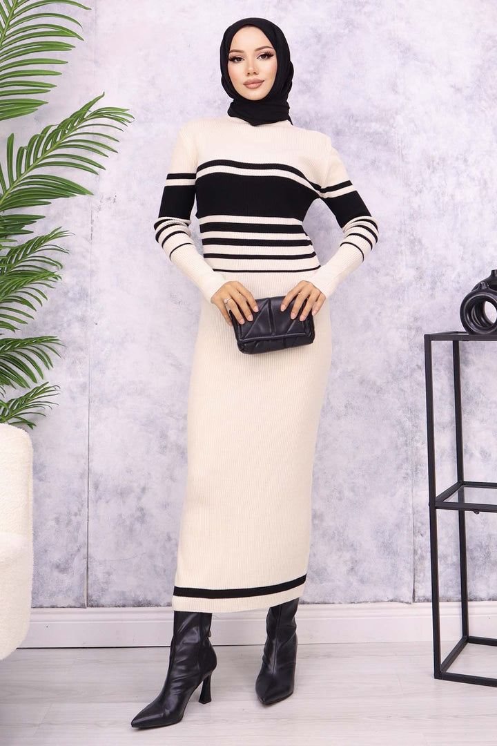 BNG Women Fisherman Collar Knit Dress Stone Color - Tampico