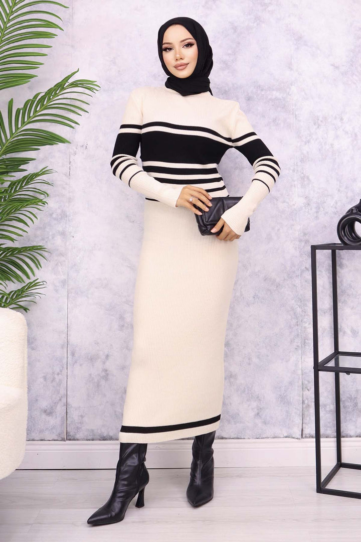 BNG Women Fisherman Collar Knit Dress Stone Color - Tampico