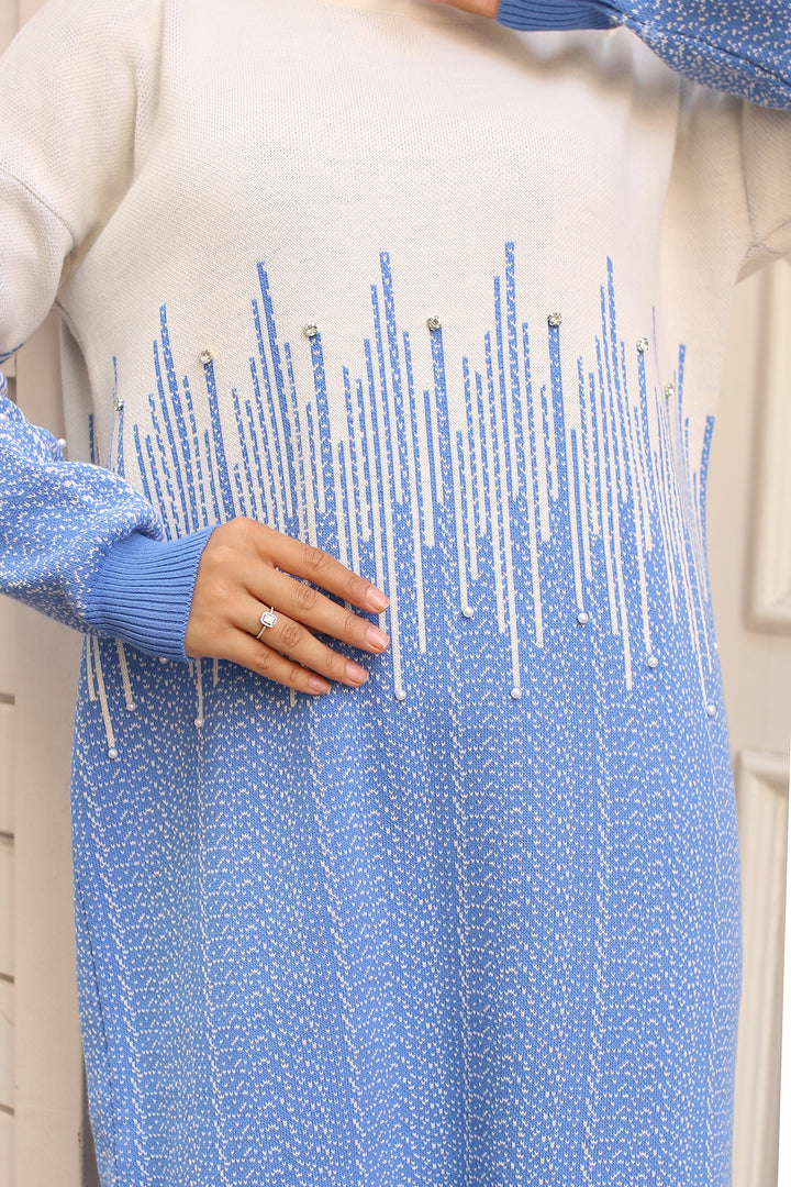 BNG Women Patterned Knit Dress Blue - Salamanca