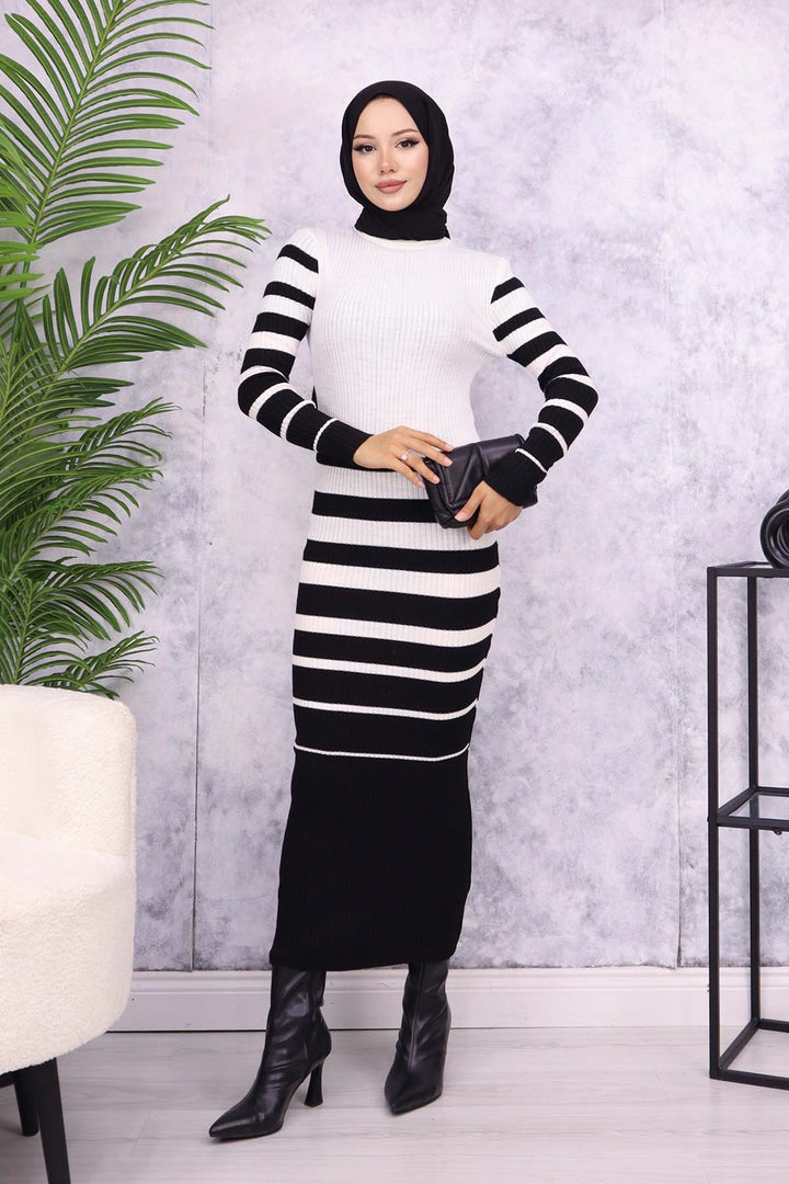 BNG Women Fisherman Collar Knit Dress Ecru - Fiumicino
