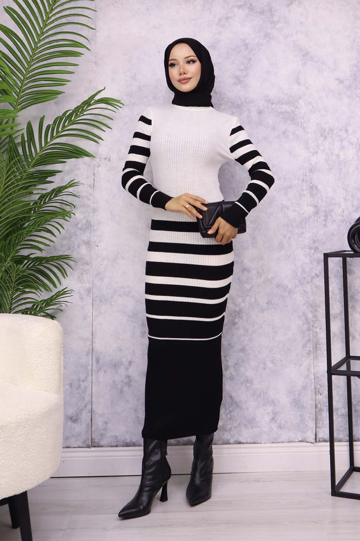 BNG Women Fisherman Collar Knit Dress Ecru - Fiumicino