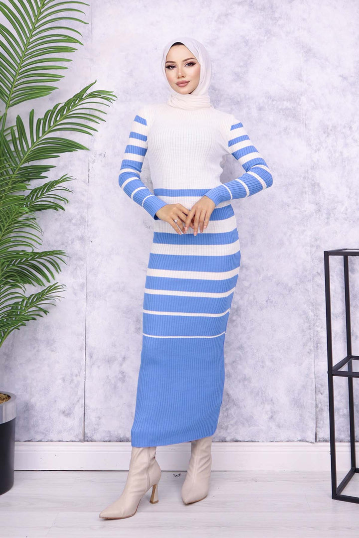 BNG Women Fisherman Collar Knit Dress Blue - Nuevo Laredo