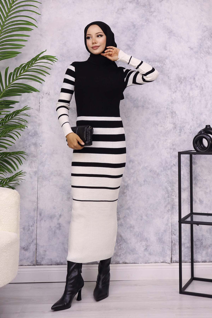 BNG Women Fisherman Collar Knit Dress Black - Cape Breton