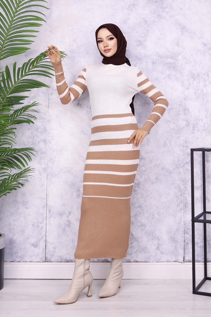 BNG Women Fisherman Collar Knit Dress Mink - Carrara